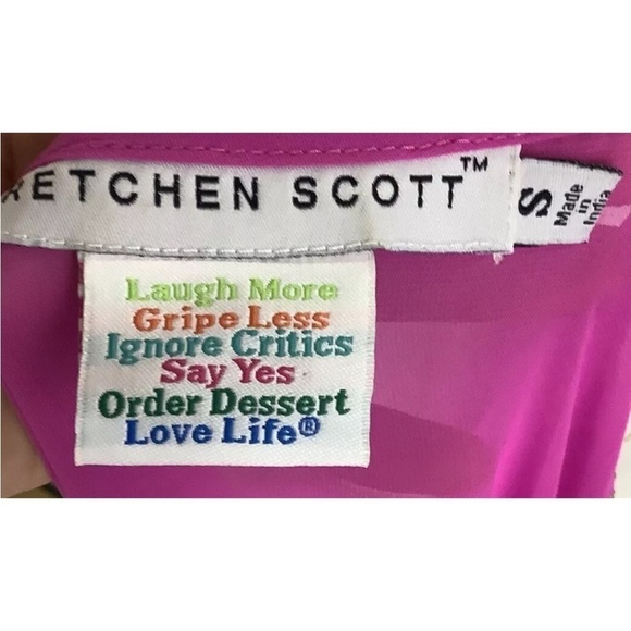 Gretchen Scott Sz S Sheer Embroidered Tunic Swim Cover Top Pink Polyester - Picture 5 of 6